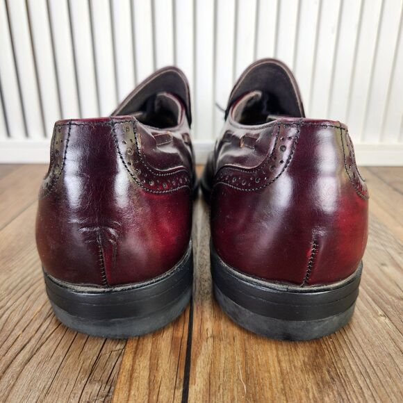 VTG Florsheim Imperial Tassel Loafers Mens 9.5 E Burgundy Wingtip Dress Shoes - Picture 4 of 9